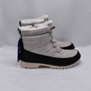 JBU by Jambu Womens 8.5 Alaska Waterproof Winter Snow Boots Gray Black Faux Fur